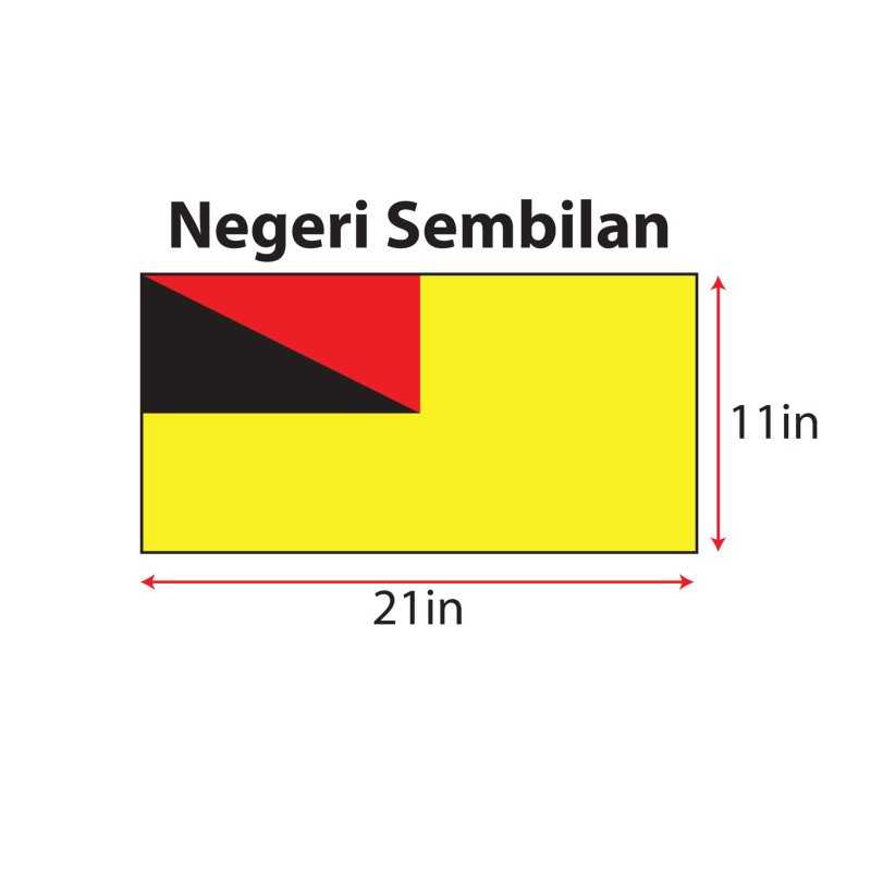 Bendera Negeri Sembilan Cotton 11 X 21in